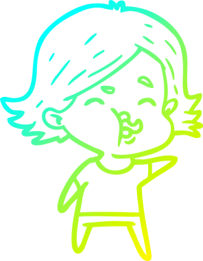 Çizgi film kızlarının çekilen suratlarının orjinal soğuk eğik çizgileri.