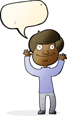 orijinal çizgi film mutlu çocuk konuşma balonu ile