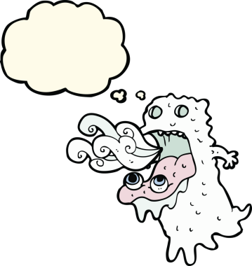 Düşünce baloncuklu orjinal iğrenç hayalet.