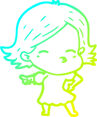 Bir çizgi film karakterinin çizdiği orjinal soğuk eğim çizgisi.