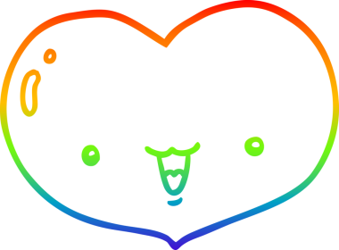 Orijinal gökkuşağı gradyan çizgi çizimi bir karikatür aşk kalp karakteri