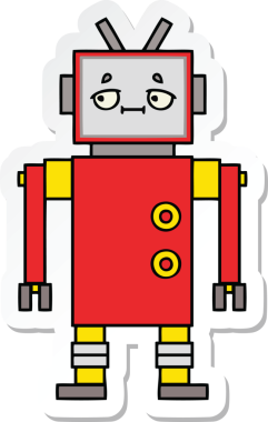 Çizgi film robotunun orijinal çıkartması.