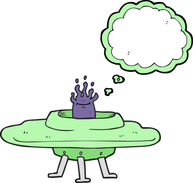 Orjinal serbest çizim balon karikatür uçan daire