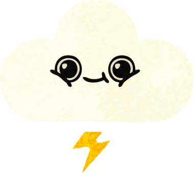 Bir fırtına bulutunun orijinal retro çizim tarzı karikatürü