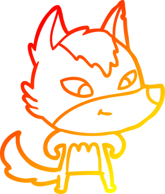 Dost canlısı bir kurdun orjinal sıcak çizgi çizimi