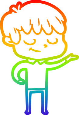 Orijinal gökkuşağı gradyan çizgi çizimi mutlu bir çocuğun