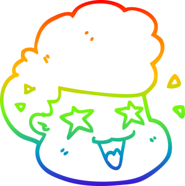 Orijinal gökkuşağı gradyan çizgi çizimi heyecanlı bir çocuk