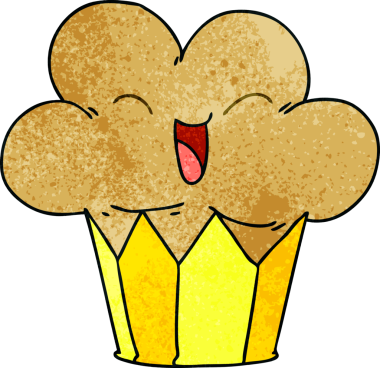 Orijinal el çizimi garip çizgi film mutlu kek