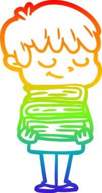 Orijinal gökkuşağı gradyan çizgi çizimi mutlu bir çocuğun