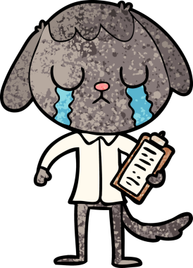 Orijinal şirin çizgi film köpeği ağlıyor.