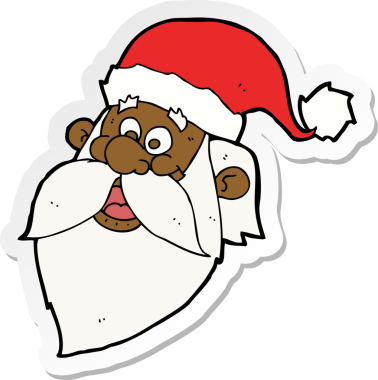 Orijinal bir çizgi film çıkartması Neşeli Noel Baba yüzü