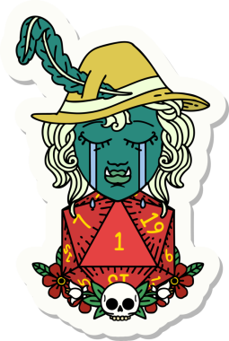 Ağlayan bir ozan ozan ozan karakterinin orijinal çıkartması.