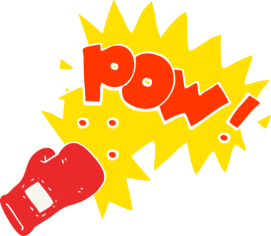 Boks eldiveni yumruğunun orijinal düz renk çizimi