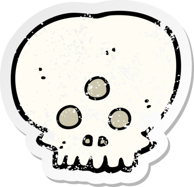 Orijinal eskimiş bir karikatür mistik kafatası çıkartması.