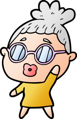 Gözlük takan orijinal çizgi film kadını.