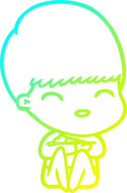 Mutlu bir çizgi film çocuğunun orjinal soğuk gradyan çizimi