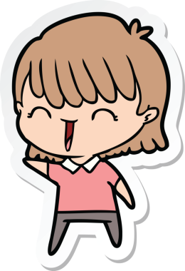 Çizgi film kadınının orijinal çıkartması.