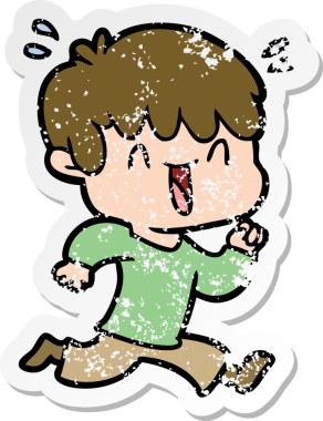 Çizgi filmlerdeki gülen çocuğun orijinal üzgün çıkartması.