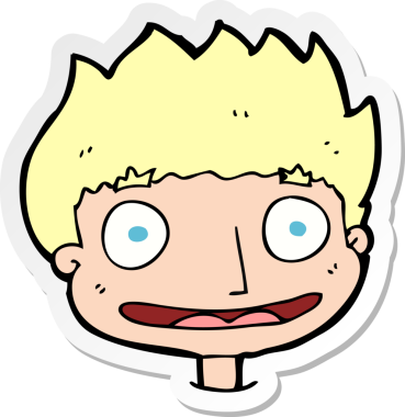 Çizgi filmin orijinal çıkartması. Mutlu çocuk.