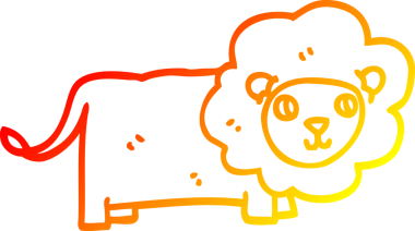 Bir çizgi film aslanının orjinal sıcak çizgi çizimi