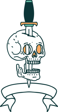 Orijinal geleneksel dövme, kafatası sancağıyla.