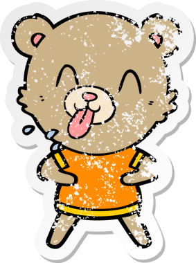 Kaba bir çizgi film ayısının orijinal sıkıntılı çıkartması.