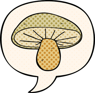 Çizgi roman tarzında konuşma baloncuklu orijinal mantar.