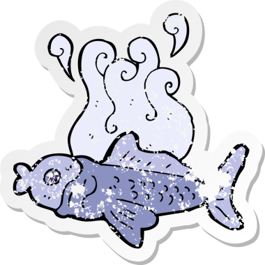 Orijinal gerilim dolu çizgi film etiketi. Komik bir balık.