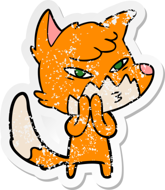 Zeki bir tilki çizgi filminin orijinal sıkıntılı çıkartması.