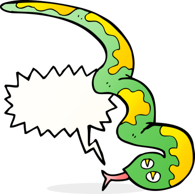 orijinal karikatür tıslayan yılan konuşma balonu ile