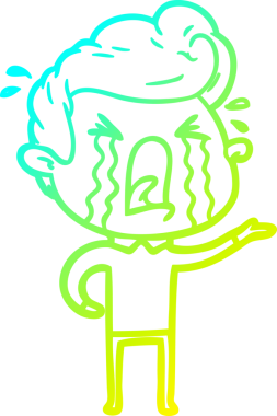 Ağlayan bir çizgi film karakterinin orjinal soğuk eğim çizgisi.