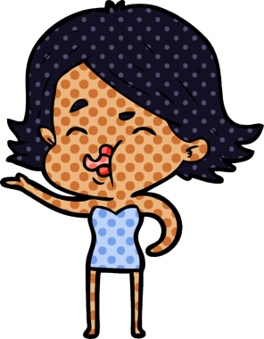 Orijinal çizgi film kızı yüzünü çekiyor.