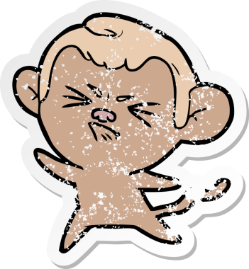 Kızgın bir maymunun orijinal üzgün çıkartması.