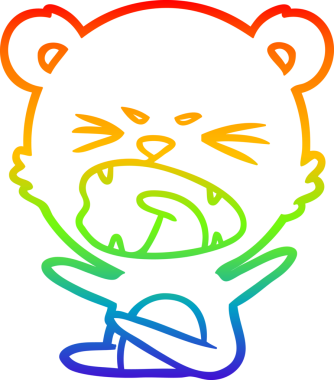 Kızgın bir çizgi film ayısının orjinal gökkuşağı gradyan çizimi