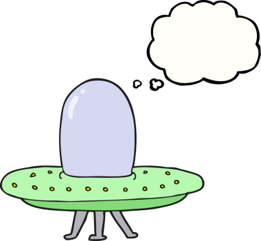 orijinal freehand çizilmiş düşünce baloncuğu uzay gemisi