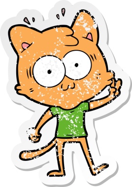 Çizgi filmin orijinal üzgün çıkartması şaşırmış bir kedi.