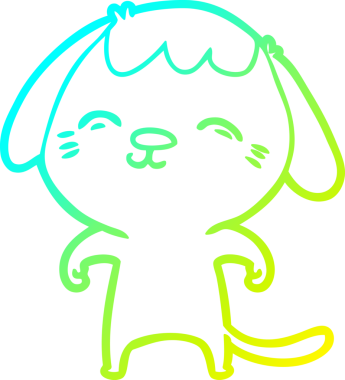 Mutlu bir çizgi film köpeğinin orjinal soğuk gradyan çizimi