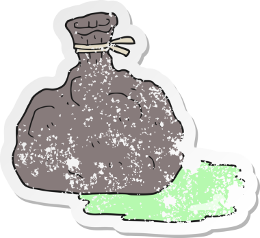 Orijinal gerilmiş çöp torbası etiketi.