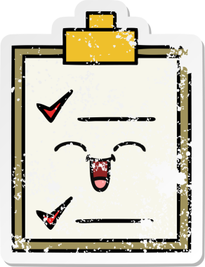 Sevimli bir çizgi film kontrol listesinin orijinal sıkıntılı etiketi