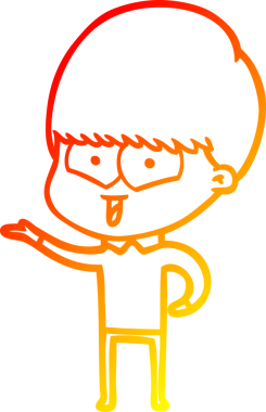 Orijinal sıcak çizgi çizgi film çizimi mutlu bir çocuk.