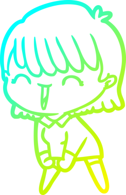 Bir çizgi film kadınının orjinal soğuk gradyan çizimi