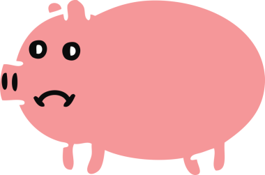 Orijinal düz renk retro domuz karikatürü