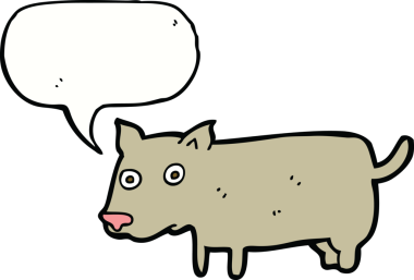 Konuşma balonlu orijinal küçük köpek.