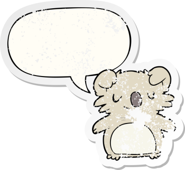 Konuşma baloncuklu orijinal çizgi film koalası sıkıntılı eski çıkartma