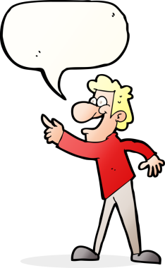 Orijinal çizgi filmci konuşma balonuyla işaret edip gülüyor.