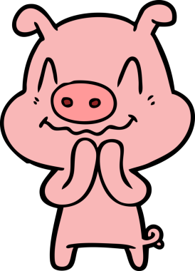 Orijinal sinirli çizgi film domuzu.