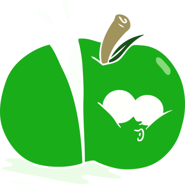 Orijinal düz renkli çizgi film dilimlenmiş elma