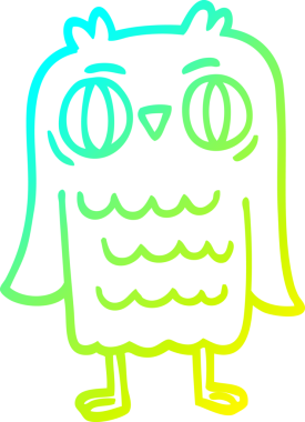 Bir çizgi film baykuşunun orijinal soğuk gradyan çizimi