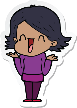 Mutlu bir kadının orijinal çıkartması.