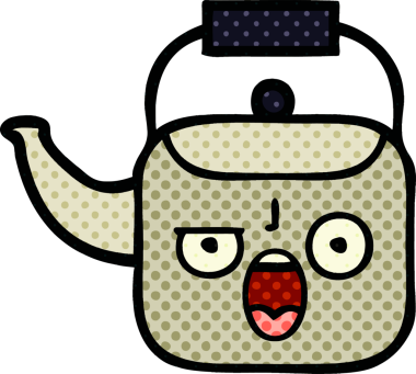 Orijinal çizgi roman tarzı çaydanlık.